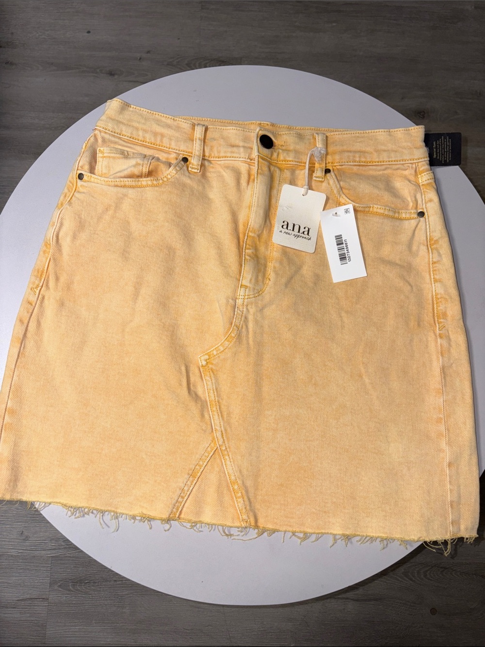 a.n.a Pale Yellow Denim Mini Skirt with Raw Hem